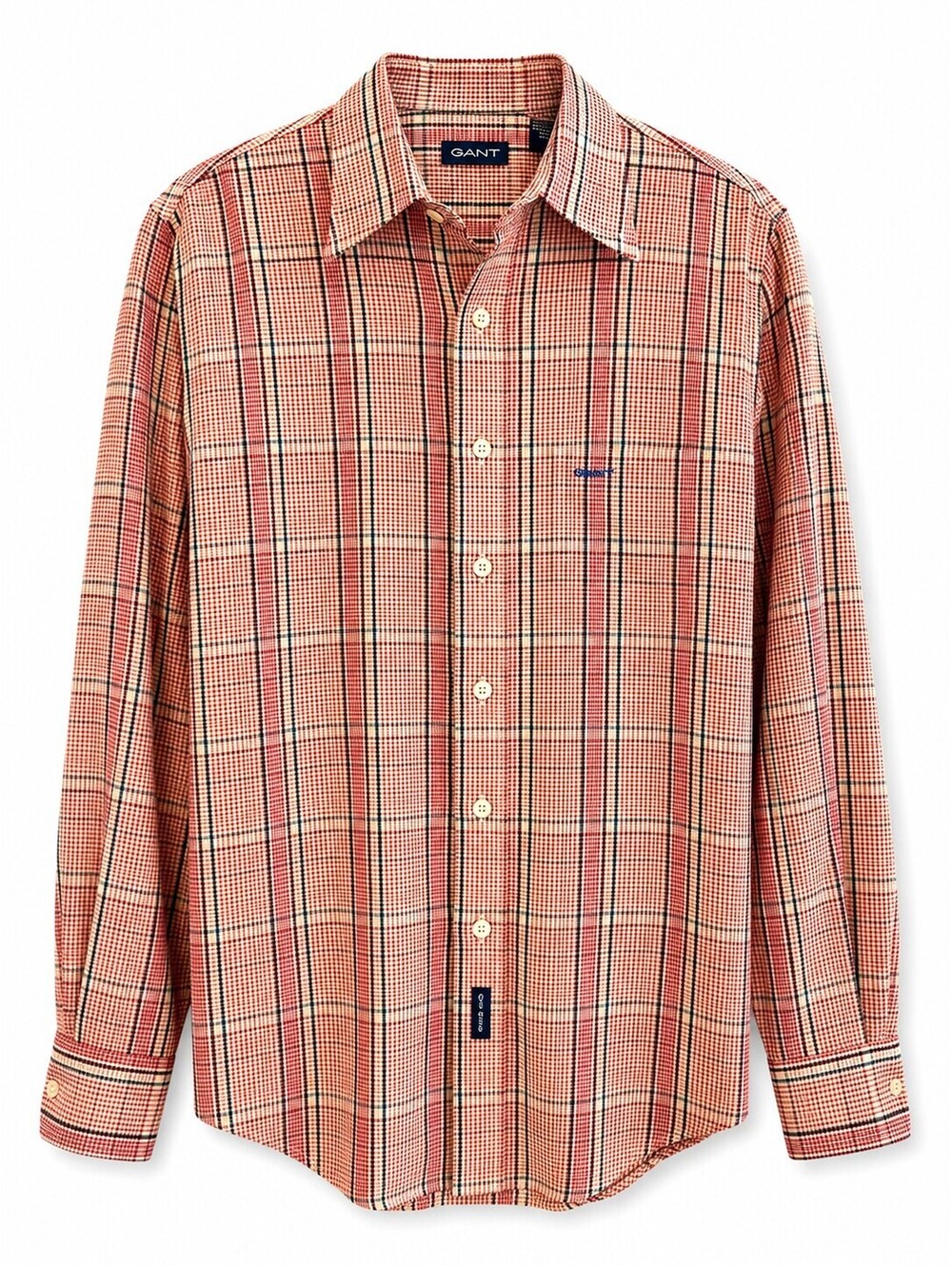 GANT Linen Blend Plaid Button Down Shirt L Red Blue Classic Preppy Casual
